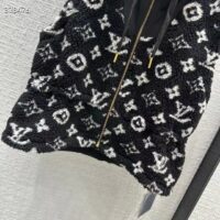 Louis Vuitton LV Women Sleeveless Hooded Monogram Teddy Jacket Acrylic Wool Black White (8)