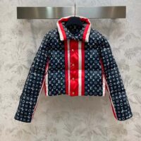 Louis Vuitton LV Women Tricolor Monogram Puffer Jacket Polyamide Navy Red (11)