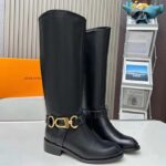 Louis Vuitton LV Women Westside Flat High Boot Black Calf Leather Side Zip - immagine 3