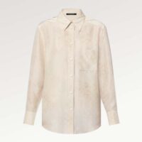 Louis Vuitton Men LV Monogram Cloud Shirt Silk Pinkish Beige Regular Fit