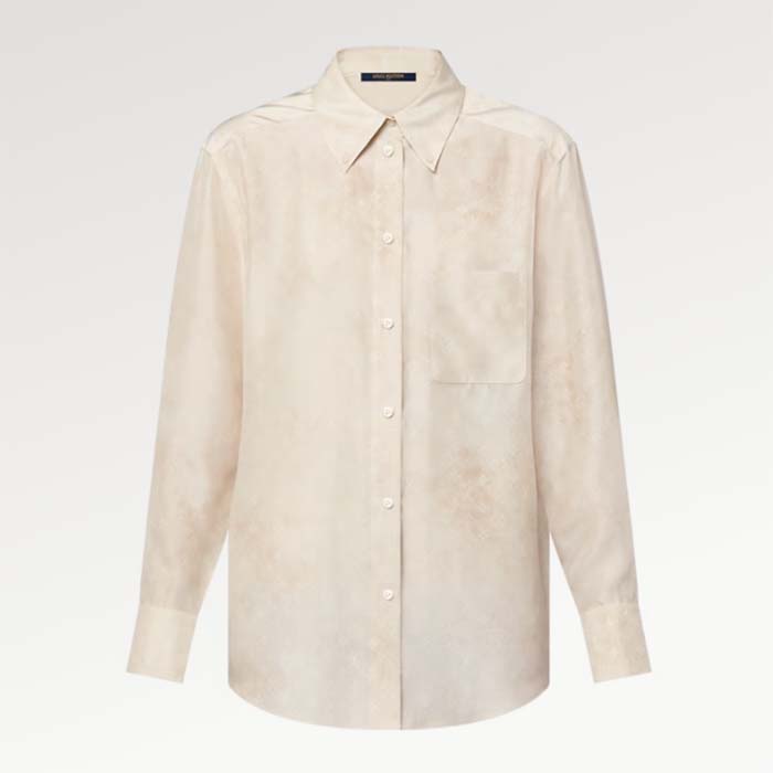 Louis Vuitton Men LV Monogram Cloud Shirt Silk Pinkish Beige Regular Fit