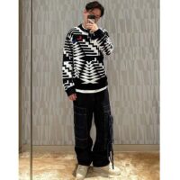 Louis Vuitton Men LV SKI Wool Pullover Regular Fit Fir Tree Jacquard Signature All Over (13)