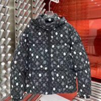 Louis Vuitton Men LV x YK Monogram Painted Dots Down Blouson Regenerated Nylon Grey Oversize Fit (11)