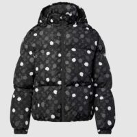 Louis Vuitton Men LV x YK Monogram Painted Dots Down Blouson Regenerated Nylon Grey Oversize Fit