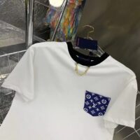 Louis Vuitton Men Monogram Pocket T-Shirt Cotton White Monogram Jacquard Denim LV Golden Chain (7)