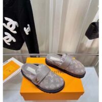 Louis Vuitton Unisex LV Cosy Flat Comfort Clog Light Gray Monogram Wool Anatomic Footbed (9)