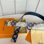 Louis Vuitton Unisex LV Initiales 40 MM Reversible Belt Multicoloured Brown Printed Coated Monogram Canvas - Image 3