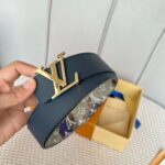 Louis Vuitton Unisex LV Initiales 40 MM Reversible Belt Multicoloured Brown Printed Coated Monogram Canvas - Image 7