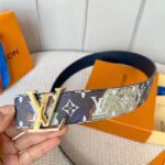Louis Vuitton Unisex LV Initiales 40 MM Reversible Belt Multicoloured Brown Printed Coated Monogram Canvas - Image 5