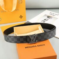 Louis Vuitton Unisex LV Initiales 40 MM Reversible Belt Onyx Black Calf Leather Damier Infini Canvas (3)