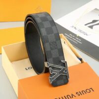 Louis Vuitton Unisex LV Initiales 40 MM Reversible Belt Onyx Black Calf Leather Damier Infini Canvas (3)