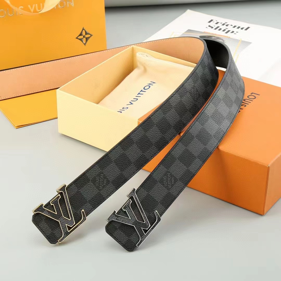 Louis Vuitton Unisex LV Initiales 40 MM Reversible Belt Onyx Black Calf Leather Damier Infini Canvas (7)