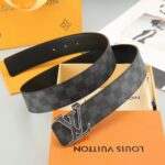 Louis Vuitton Unisex LV Initiales 40 MM Reversible Belt Onyx Black Calf Leather Damier Infini Canvas - immagine 5