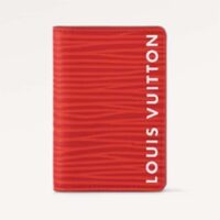 Louis Vuitton Unisex LV Pocket Organizer Vermillion Red Epi XL Grained Leather Cowhide