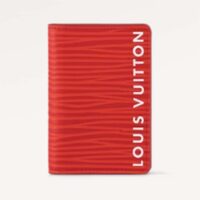 Louis Vuitton Unisex LV Pocket Organizer Vermillion Red Epi XL Grained Leather Cowhide