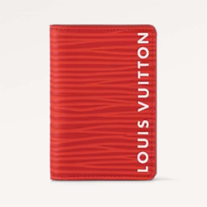 Louis Vuitton Unisex LV Pocket Organizer Vermillion Red Epi XL Grained Leather Cowhide