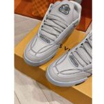 Louis Vuitton Unisex LV Skate Sneaker Grey Grained Calf Leather Rubber Outsole - Image 9