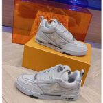 Louis Vuitton Unisex LV Skate Sneaker Grey Grained Calf Leather Rubber Outsole - Image 2