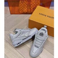 Louis Vuitton Unisex LV Skate Sneaker Grey Grained Calf Leather Rubber Outsole (13)