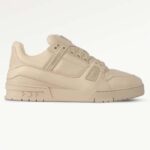 Louis Vuitton Unisex LV Trainer Sneaker Beige Pelle di vitello Suola esterna in gomma Monogram Flower