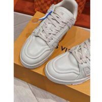 Louis Vuitton Unisex LV Trainer Sneaker Beige Calf Leather Rubber Outsole Monogram Flower (1)
