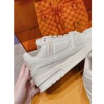 Louis Vuitton Unisex LV Trainer Sneaker Beige Calf Leather Rubber Outsole Monogram Flower - immagine 10