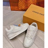 Louis Vuitton Unisex LV Trainer Sneaker Beige Calf Leather Rubber Outsole Monogram Flower (1)