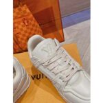 Louis Vuitton Unisex LV Trainer Sneaker Beige Calf Leather Rubber Outsole Monogram Flower - immagine 9