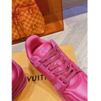 Louis Vuitton Unisex LV Trainer Sneaker Fuchsia Calf Leather Rubber Outsole Monogram Flower (9)