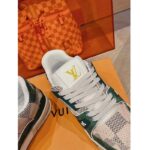Louis Vuitton Unisex LV Trainer Sneaker Green Damier Grained Calf Leather Rubber Monogram Flowers - Image 12