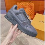 Louis Vuitton Unisex LV Trainer Sneaker Grey Calf Leather Rubber Outsole Monogram Flower – Image 8