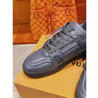 Louis Vuitton Unisex LV Trainer Sneaker Grey Calf Leather Rubber Outsole Monogram Flower (11)