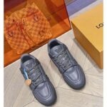 Louis Vuitton Unisex LV Trainer Sneaker Grey Calf Leather Rubber Outsole Monogram Flower – Image 3