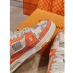 Louis Vuitton Unisex LV Trainer Sneaker Orange Damier Grained Calf Leather Rubber Monogram Flowers – Bild 11