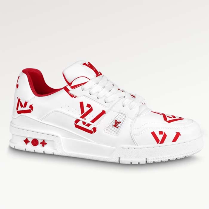 Louis Vuitton Unisex LV Trainer Sneaker Red Mix of Sustainable Materials