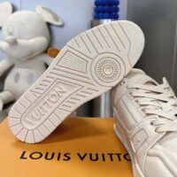 Louis Vuitton Unisex LV Trainer Sneaker White Calf Leather Rubber Outsole Monogram Flower (10)