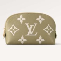 Louis Vuitton Unisex Pochette Cosmétique PM Kaki Fango Cream Monogram Empreinte Embossed Leather
