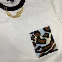 Louis Vuitton Women Animal Sequin T-Shirt Cotton White LV Golden Chain (2)