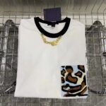 Louis Vuitton Women Animal Sequin T-Shirt Cotton White LV Golden Chain – Image 4