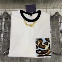 Louis Vuitton Women Animal Sequin T-Shirt Cotton White LV Golden Chain (2)