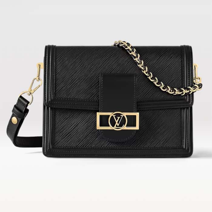 Louis Vuitton Women Dauphine MM Handbag Black Black Epi Grained Cowhide Leather
