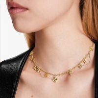 Louis Vuitton Women LV Blooming Supple Necklace Brass Monogram Flowers LV Circle (3)