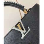 Louis Vuitton Women LV Capucines MM Black Etain Metallic Gray Taurillon Leather - Imagen 6