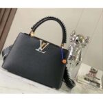 Louis Vuitton Women LV Capucines MM Black Etain Metallic Gray Taurillon Leather - Imagen 2