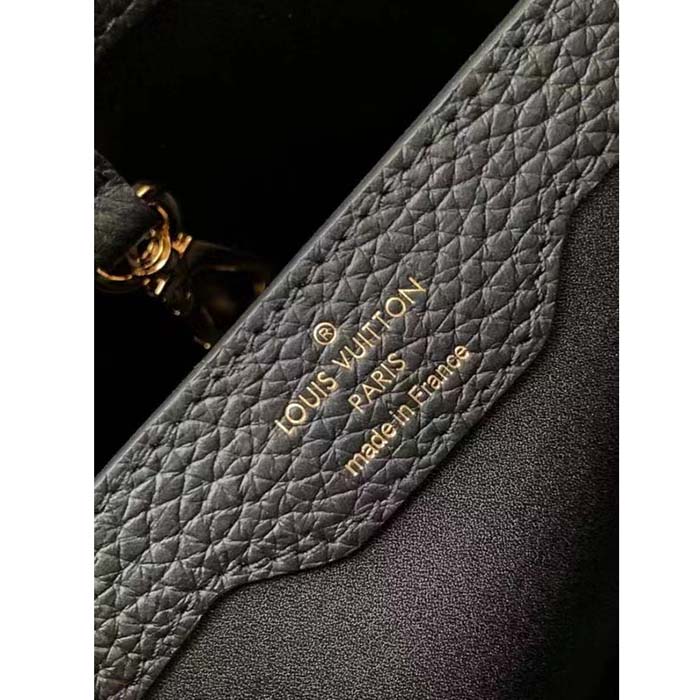 Louis Vuitton Women LV Capucines MM Black Etain Metallic Gray Taurillon Leather (2)
