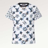 Louis Vuitton Women LV FLIGHT MODE 3D Mahina Monogram T-Shirt Cotton Navy White (1)