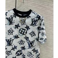 Louis Vuitton Women LV FLIGHT MODE 3D Mahina Monogram T-Shirt Cotton Navy White (1)