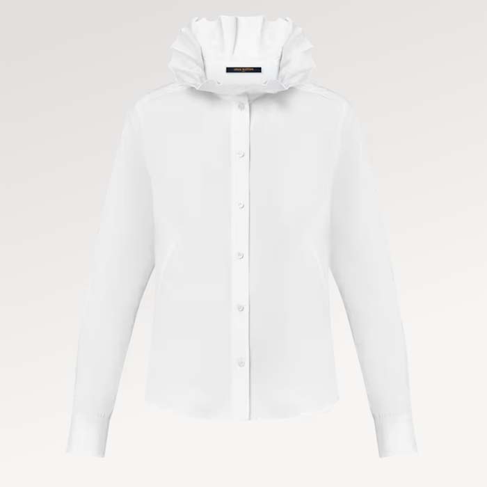 Louis Vuitton Women LV Fin Collar Shirt Cotton Optical White Regular Fit