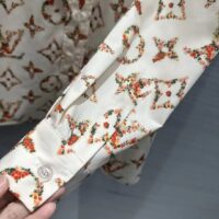 Louis Vuitton Women LV Floral Monogram Pajama Shirt Silk Pink Beige Regular Fit (7)