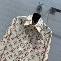 Louis Vuitton Women LV Floral Monogram Pajama Shirt Silk Pink Beige Regular Fit (7)